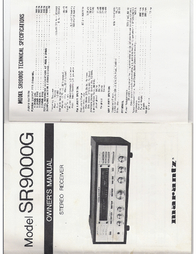 Marantz SR9000G SR9000G Stereo Receiver Owners manual